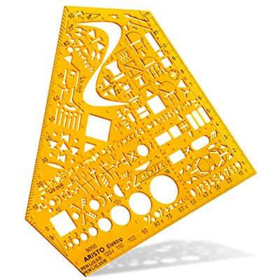 Aristo AH5050 Schablone Elektro (Schaltzeichen für Elektrotechnik und Elektronik, formstabiler PET Kunststoff) orange-transparent Aristo AH5050 Schablone Elektro (Schaltzeichen für Elektrotechnik und Elektronik, formstabiler PET Kunststoff) orange-transparent