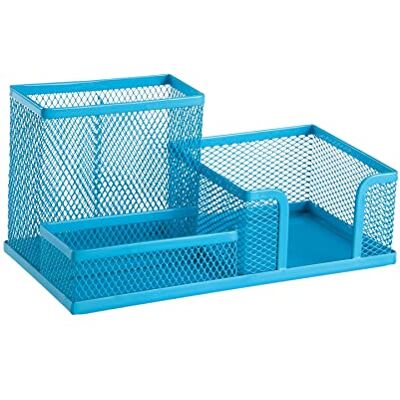 Leviatan Schreibtisch Organizer Stiftehalter Stifteköcher Tisch-Organizer aus Metall Büroablage mit Zettelhalter Mesh 205x103x98mm Blau Leviatan Schreibtisch Organizer Stiftehalter Stifteköcher Tisch-Organizer aus Metall Büroablage mit Zettelhalter Mesh 205x103x98mm Blau