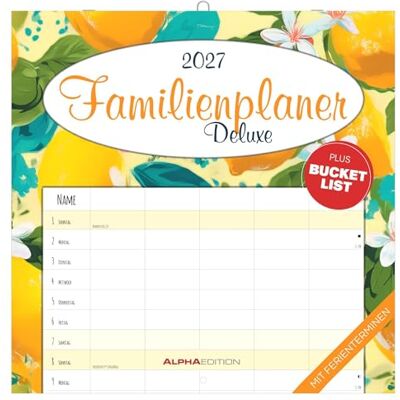 Alpha Familienplaner Deluxe 2027: Wandkalender 30x30 cm mit 5 Spalten, Schulferien & Jahresübersicht, ideal für Familienorganisation Alpha Familienplaner Deluxe 2027: Wandkalender 30x30 cm mit 5 Spalten, Schulferien & Jahresübersicht, ideal für Familienorganisation