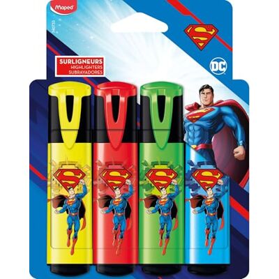 Maped 4 SUPERMAN Textmarker in leuchtenden Farben abgeschrägte Spitze langlebige Textmarker für Schule und Beruf gelb + rot + grün + blau Maped 4 SUPERMAN Textmarker in leuchtenden Farben abgeschrägte Spitze langlebige Textmarker für Schule und Beruf gelb + rot + grün + blau