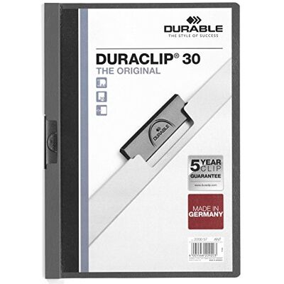 Durable Duraclip Original 30,Klemm-Mappe, A4, 25 Stück, anthrazit, 220057 Dokumentenmappe für 1-30 Blatt, Klemmhefter für ungelochtes Papier, Füllhöhe 3 mm, Cliphefter aus Kunststoff, Made in Germany Durable Duraclip Original 30,Klemm-Mappe, A4, 25 Stück, anthrazit, 220057 Dokumentenmappe für 1-30 Blatt, Klemmhefter für ungelochtes Papier, Füllhöhe 3 mm, Cliphefter aus Kunststoff, Made in Germany
