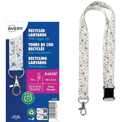 Avery Zweckform R4828F Lanyard 10 Stück (44x2cm, Kartenhalter mit Karabinerhaken-Sicherheitsverschluss, Schlüsselband für Ausweishülle, Kartenhülle, Namenschilder, Umhängeband, Nackenband) floral Avery Zweckform R4828F Lanyard 10 Stück (44x2cm, Kartenhalter mit Karabinerhaken-Sicherheitsverschluss, Schlüsselband für Ausweishülle, Kartenhülle, Namenschilder, Umhängeband, Nackenband) floral