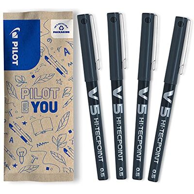PILOT Hi-Tecpoint V5, Tintenroller, 4er Set (Schwarz) PILOT Hi-Tecpoint V5, Tintenroller, 4er Set (Schwarz)