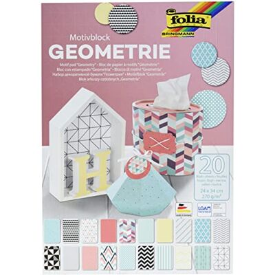 folia 48449 Motivblock Geometrie, 270 g/qm, ca. 24 x 34 cm, 20 Blatt sortiert in 20 verschiedenen Motiven zum Basteln und kreativen Gestalten von Karten, Fensterbildern und für Scrapbooking folia 48449 Motivblock Geometrie, 270 g/qm, ca. 24 x 34 cm, 20 Blatt sortiert in 20 verschiedenen Motiven zum Basteln und kreativen Gestalten von Karten, Fensterbildern und für Scrapbooking