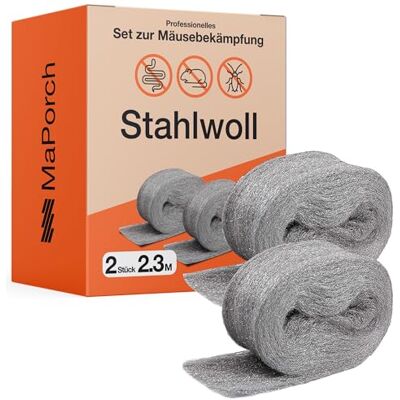 MAPORCH Stahlwolle 2 Rollen (8cm x 2,3 m) Vielseitig zum Reinigen & Polieren Lückenblocker für Wände, Rohre, Fenster DIY-Set mit Handschuhen & Schere Stahlwolle gegen Mäuse & Schnecken MAPORCH Stahlwolle 2 Rollen (8cm x 2,3 m) Vielseitig zum Reinigen & Polieren Lückenblocker für Wände, Rohre, Fenster DIY-Set mit Handschuhen & Schere Stahlwolle gegen Mäuse & Schnecken