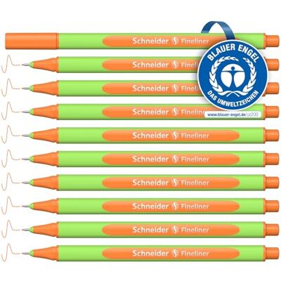 Schneider Line-Up Fineliner (Strichstärke 0,4 mm, aus biobasiertem Kunststoff, ausgezeichnet mit Der blaue Engel) 10 Stück, tango-orange Schneider Line-Up Fineliner (Strichstärke 0,4 mm, aus biobasiertem Kunststoff, ausgezeichnet mit Der blaue Engel) 10 Stück, tango-orange
