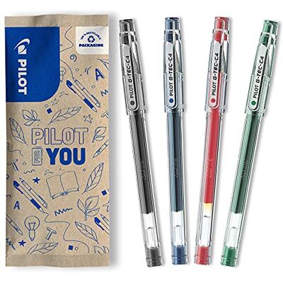 PILOT G-Tec C4 Gelschreiber, (Schwarz, Blau, Rot, Grün), 1 Stück (4er Pack) PILOT G-Tec C4 Gelschreiber, (Schwarz, Blau, Rot, Grün), 1 Stück (4er Pack)