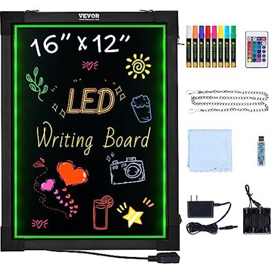 VEVOR LED-Nachrichtenschreibtafel, beleuchtete, löschbare Schreibtafel, Menüschild mit Neoneffekt, mit 8 fluoreszierenden Kreidemarkern und Fernbedienung, für Hochzeitsgeschäft 302 x 405 mm VEVOR LED-Nachrichtenschreibtafel, beleuchtete, löschbare Schreibtafel, Menüschild mit Neoneffekt, mit 8 fluoreszierenden Kreidemarkern und Fernbedienung, für Hochzeitsgeschäft 302 x 405 mm