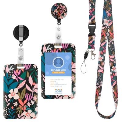 Cozary Ausweishülle mit Band, Ausweishalter Ausziehbar Blumen Design Kartenhülle mit Abnehmbares Lanyard & Clip für ID Kartenhalter Ausweis für Frauen, Lehrer, Krankenschwester, Doktor, Student Cozary Ausweishülle mit Band, Ausweishalter Ausziehbar Blumen Design Kartenhülle mit Abnehmbares Lanyard & Clip für ID Kartenhalter Ausweis für Frauen, Lehrer, Krankenschwester, Doktor, Student