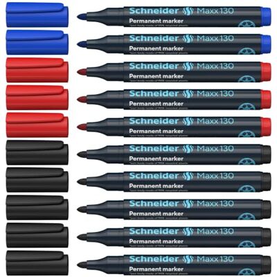 Schneider Maxx 130 Permanent-Marker mit Rundspitze (Strichstärke: 1-3 mm, nachfüllbar) 10er Packung sortierte Farben Schneider Maxx 130 Permanent-Marker mit Rundspitze (Strichstärke: 1-3 mm, nachfüllbar) 10er Packung sortierte Farben