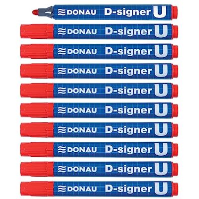 DONAU 7371001-04PL D-Signer U Permanentmarker / 10 Stück/Rot/Rundspitz 2-4mm (Strich) / Permanent Marker/Ungiftig/Wasserfest/auf Alkoholbasis DONAU 7371001-04PL D-Signer U Permanentmarker / 10 Stück/Rot/Rundspitz 2-4mm (Strich) / Permanent Marker/Ungiftig/Wasserfest/auf Alkoholbasis