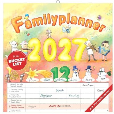 Alpha Familienplaner Cartoon 2027: Wandkalender 30x30 cm mit 6 Spalten, Schulferien & 4-sprachigem Kalendarium, ideal für Familienorganisation Alpha Familienplaner Cartoon 2027: Wandkalender 30x30 cm mit 6 Spalten, Schulferien & 4-sprachigem Kalendarium, ideal für Familienorganisation