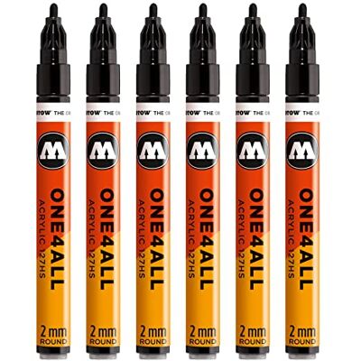 Molotow One4All 127HS Acryl Marker (2,0 mm Strichstärke, hochdeckend und permanent, UV-beständig, für fast alle Untergründe) 6 Stück Farbe 180 signalschwarz Molotow One4All 127HS Acryl Marker (2,0 mm Strichstärke, hochdeckend und permanent, UV-beständig, für fast alle Untergründe) 6 Stück Farbe 180 signalschwarz