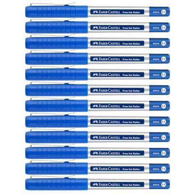 Faber-Castell Tintenroller Free Ink Blau, 12 Stück Dokumentenechter Rollerball mit 0,2 mm Spitze für besonders präzises Schreiben Faber-Castell Tintenroller Free Ink Blau, 12 Stück Dokumentenechter Rollerball mit 0,2 mm Spitze für besonders präzises Schreiben