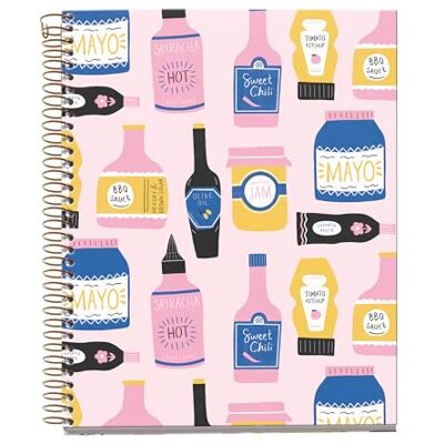 Miquelrius Notebook A5 (148 x 210 mm), horizontale Streifen 7 mm, 120 Blatt 70 g/m², Kartoneinband, 4 farbige Streifen, Kupferspirale, Kollektion Foodie Lovers, Kitchen Miquelrius Notebook A5 (148 x 210 mm), horizontale Streifen 7 mm, 120 Blatt 70 g/m², Kartoneinband, 4 farbige Streifen, Kupferspirale, Kollektion Foodie Lovers, Kitchen