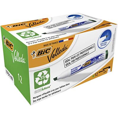BIC Velleda 1751 Whiteboard-Marker Grün, 3,7–5,5 mm Keilspitze – Trocken Abwischbar, Ecolutions, 12 Stück BIC Velleda 1751 Whiteboard-Marker Grün, 3,7–5,5 mm Keilspitze – Trocken Abwischbar, Ecolutions, 12 Stück