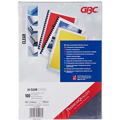 GBC HiClear Abdeckfolien (200 Mikrometer, A4, klar) 100 Stück transparent GBC HiClear Abdeckfolien (200 Mikrometer, A4, klar) 100 Stück transparent