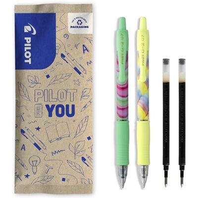 PILOT 2er-Set G2 Flow + 2 Nachfüllungen Limitierte Auflage Einziehbarer, Nachfüllbarer Gelstift Hervorragender Schreibkomfort Gelb-grüner Schaft Schwarze Tinte Mittlere Spitze PILOT 2er-Set G2 Flow + 2 Nachfüllungen Limitierte Auflage Einziehbarer, Nachfüllbarer Gelstift Hervorragender Schreibkomfort Gelb-grüner Schaft Schwarze Tinte Mittlere Spitze