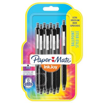 Paper Mate InkJoy 300RT Retractable Kugelschreiber mittlere Spitze (1,0 mm) Schwarz 8 Stück Paper Mate InkJoy 300RT Retractable Kugelschreiber mittlere Spitze (1,0 mm) Schwarz 8 Stück