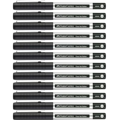 Faber-Castell Tintenroller Free Ink Schwarz, 12 Stück Dokumentenechter Rollerball mit 0,2 mm Spitze für besonders präzises Schreiben Faber-Castell Tintenroller Free Ink Schwarz, 12 Stück Dokumentenechter Rollerball mit 0,2 mm Spitze für besonders präzises Schreiben