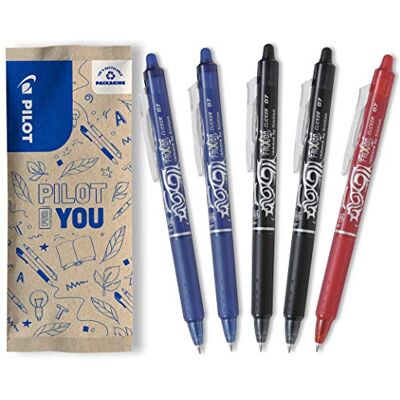 PILOT FriXion Clicker 0.7 – 5 Stück – Farben 2x Blau/Schwarz, 1x Rot – Radierbarer, nachfüllbarer Gel-Tintenroller mit Druckmechanik und thermosensitiver Tinte, mittlere Spitze PILOT FriXion Clicker 0.7 – 5 Stück – Farben 2x Blau/Schwarz, 1x Rot – Radierbarer, nachfüllbarer Gel-Tintenroller mit Druckmechanik und thermosensitiver Tinte, mittlere Spitze