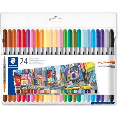 Staedtler 3200 Doppelfasermaler – 24er Set (20+4), 0,5–3,0 mm Zwei Spitzen 0,5–3,0 mm, zum Zeichnen & Kolorieren – Kinder & Erwachsene – Art.-Nr. 3200 C24P Staedtler 3200 Doppelfasermaler – 24er Set (20+4), 0,5–3,0 mm Zwei Spitzen 0,5–3,0 mm, zum Zeichnen & Kolorieren – Kinder & Erwachsene – Art.-Nr. 3200 C24P
