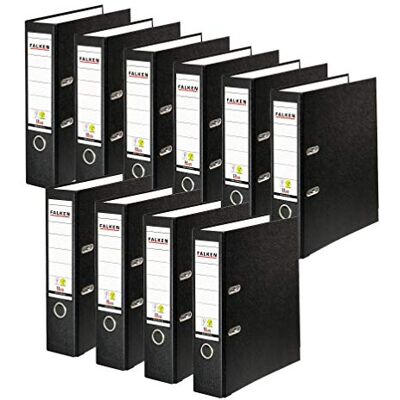 FALKEN 10x PP-Color Kunststoff-Ordner 8 cm breit DIN A4 schwarz Made in Germany Kunststoffbezug außen Papierbezug innen Vegan FALKEN 10x PP-Color Kunststoff-Ordner 8 cm breit DIN A4 schwarz Made in Germany Kunststoffbezug außen Papierbezug innen Vegan