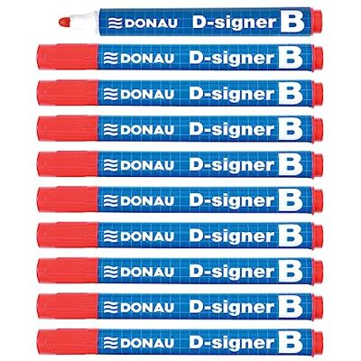 DONAU D-Signer B Tafel-Marker Whiteboard-Marker Boardmarker / 10 Stück/Rot/Rundspitze 2-4 mm/Trocknungsbeständig bis zu 72 Stunden ohne Kappe/Nicht Toxische Tinte DONAU D-Signer B Tafel-Marker Whiteboard-Marker Boardmarker / 10 Stück/Rot/Rundspitze 2-4 mm/Trocknungsbeständig bis zu 72 Stunden ohne Kappe/Nicht Toxische Tinte