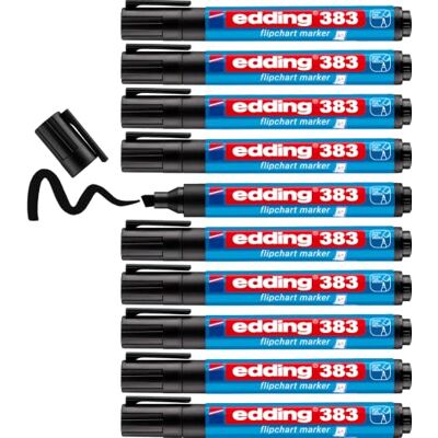 edding 383 Flipchart-Marker schwarz 10 Stifte Keilspitze 1-5 mm Stift zum Schreiben, Zeichnen und Markieren auf Flipcharts Tinte schlägt nicht durch Papier trocknet nicht aus -farbintensiv edding 383 Flipchart-Marker schwarz 10 Stifte Keilspitze 1-5 mm Stift zum Schreiben, Zeichnen und Markieren auf Flipcharts Tinte schlägt nicht durch Papier trocknet nicht aus -farbintensiv