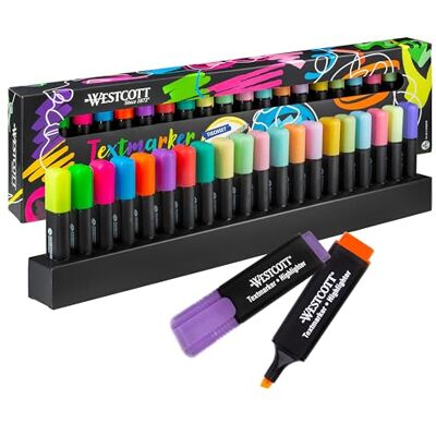 Westcott Textmarker Tischset 20 Stück in Neon und Pastell 20er Pack Highlighter Marker mit Organisationssystem 2-5 mm Strichstärke Premium Tinte aus Deutschland E-744250 00 Westcott Textmarker Tischset 20 Stück in Neon und Pastell 20er Pack Highlighter Marker mit Organisationssystem 2-5 mm Strichstärke Premium Tinte aus Deutschland E-744250 00