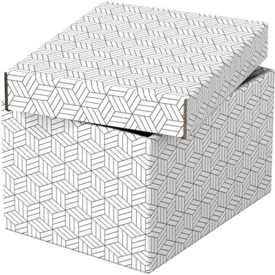 Esselte 3er Set kleine Aufbewahrungs- & Geschenkboxen mit Deckel, Schachteln für Wohnung/Büro & Geschenkverpackung, 100% recycelter Karton, 100% recycelbar, geometrische Designs, Weiß, 628280 Esselte 3er Set kleine Aufbewahrungs- & Geschenkboxen mit Deckel, Schachteln für Wohnung/Büro & Geschenkverpackung, 100% recycelter Karton, 100% recycelbar, geometrische Designs, Weiß, 628280