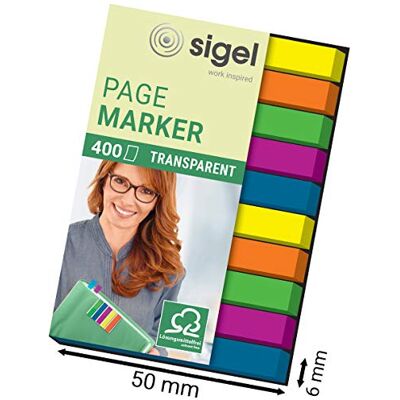 Sigel Haftmarker transparent reißfest 400 Streifen 5 Farben HN617, Rückstandsfrei wiederablösbar, extra schmales Format 6 x 50 mm Sigel Haftmarker transparent reißfest 400 Streifen 5 Farben HN617, Rückstandsfrei wiederablösbar, extra schmales Format 6 x 50 mm