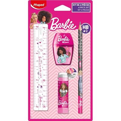 Maped Schreib-Set, Schul-Set BARBIE, 4-tlg. inkl. Lineal, Bleistift, Anspitzer und Radiergummi Maped Schreib-Set, Schul-Set BARBIE, 4-tlg. inkl. Lineal, Bleistift, Anspitzer und Radiergummi