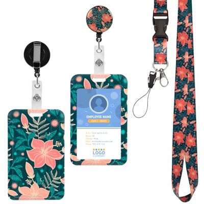 Cozary Ausweishülle mit Band, Ausweishalter Ausziehbar Blumen Design Kartenhülle mit Abnehmbares Lanyard & Clip für ID Kartenhalter Ausweis für Frauen, Lehrer, Krankenschwester, Doktor, Student Cozary Ausweishülle mit Band, Ausweishalter Ausziehbar Blumen Design Kartenhülle mit Abnehmbares Lanyard & Clip für ID Kartenhalter Ausweis für Frauen, Lehrer, Krankenschwester, Doktor, Student