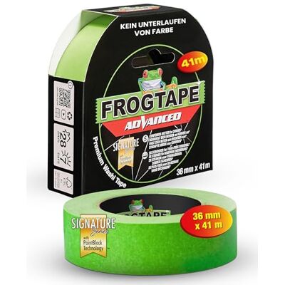 FROGTAPE Advanced Ruban de Masquage Washi Technologie PaintBlock 36mm x 41,1m, Adhésif Peintre Intérieur et Extérieur, Lignes Ultra Nettes, Retrait Sans Résidus, Scotch Peinture UV FROGTAPE Advanced Ruban de Masquage Washi Technologie PaintBlock 36mm x 41,1m, Adhésif Peintre Intérieur et Extérieur, Lignes Ultra Nettes, Retrait Sans Résidus, Scotch Peinture UV