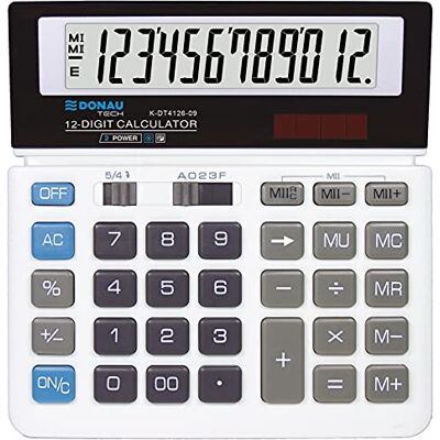 DONAU Tischrechner TECH/K-DT4126-09 12-Stellig Wurzelfunktion/ 156x152x28mm/ Farbe: Weiß/Rechner mit 12-stelliger Anzeige/Dual-Power Solar Batteriebetrieb/Kompaktes Design/ 5 Jahre Garantie DONAU Tischrechner TECH/K-DT4126-09 12-Stellig Wurzelfunktion/ 156x152x28mm/ Farbe: Weiß/Rechner mit 12-stelliger Anzeige/Dual-Power Solar Batteriebetrieb/Kompaktes Design/ 5 Jahre Garantie