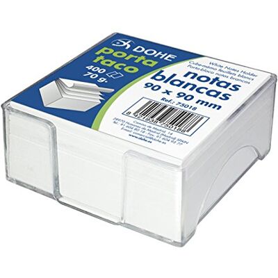 DOHE -Zettelbox mit Block aus 400 Zetteln, 90 x 90 mm. Weißes Papier, 70 g. Hergestellt aus transparentem Spritzkunststoff von höchster Qualität. DOHE -Zettelbox mit Block aus 400 Zetteln, 90 x 90 mm. Weißes Papier, 70 g. Hergestellt aus transparentem Spritzkunststoff von höchster Qualität.