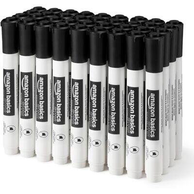 Amazon Basics Low-Odor Dry Erase Whiteboard Markers, Chisel Tip, Black, 36 Count Amazon Basics Low-Odor Dry Erase Whiteboard Markers, Chisel Tip, Black, 36 Count