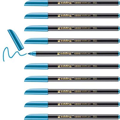 edding 1200 metallic Fasermaler blau-metallic 10 Stifte Rundspitze 1-3 mm zum Malen, Schreiben und Zeichnen mit glänzendem Metalliceffekt für Gästebücher, Grußkarten, Fotoalben, Scrapbook edding 1200 metallic Fasermaler blau-metallic 10 Stifte Rundspitze 1-3 mm zum Malen, Schreiben und Zeichnen mit glänzendem Metalliceffekt für Gästebücher, Grußkarten, Fotoalben, Scrapbook