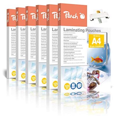 Peach Laminierfolie A4-125 mic -6x 100 St. glänzend geeignet für alle Laminiergeräte PP525-02 Peach Laminierfolie A4-125 mic -6x 100 St. glänzend geeignet für alle Laminiergeräte PP525-02