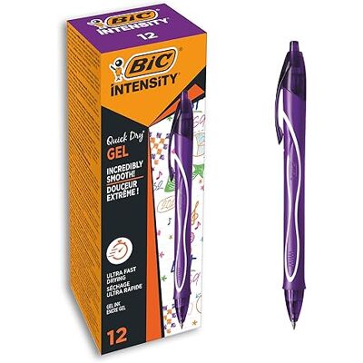 BIC 964772 Gel-ocity Quick Dry Gelschreiber, mittlere Spitze (0,7 mm) – Violett, 12 Stück – Druckkugelschreiber mit ultraschnell trocknender Tinte BIC 964772 Gel-ocity Quick Dry Gelschreiber, mittlere Spitze (0,7 mm) – Violett, 12 Stück – Druckkugelschreiber mit ultraschnell trocknender Tinte