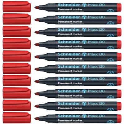 Schneider Maxx 130 Permanent-Marker mit Rundspitze (Strichstärke: 1-3 mm, nachfüllbar) 10er Packung rot Schneider Maxx 130 Permanent-Marker mit Rundspitze (Strichstärke: 1-3 mm, nachfüllbar) 10er Packung rot