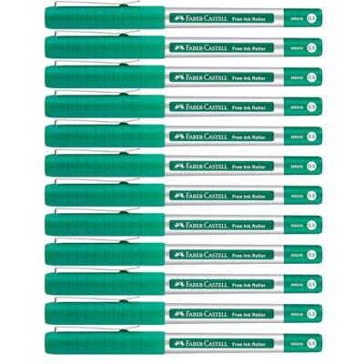 Faber-Castell Tintenroller Free Ink Grün, 12 Stück Dokumentenechter Rollerball mit 0,2 mm Spitze für besonders präzises Schreiben Faber-Castell Tintenroller Free Ink Grün, 12 Stück Dokumentenechter Rollerball mit 0,2 mm Spitze für besonders präzises Schreiben