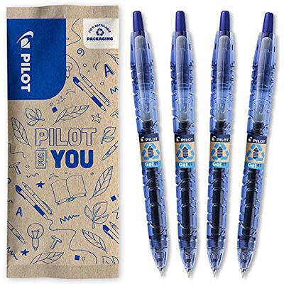PILOT Bottle 2 Pen Gel 0.7, Gelschreiber, Hergestellt aus recyceltem Kunststoff, (Blau), mittlere Spitze, 1 stück (4er Pack) PILOT Bottle 2 Pen Gel 0.7, Gelschreiber, Hergestellt aus recyceltem Kunststoff, (Blau), mittlere Spitze, 1 stück (4er Pack)