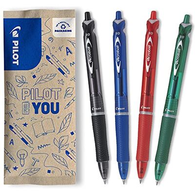 PILOT Acroball Begreen, Druckkugelschreiber, (Blau, Rot, Grün, Schwarz), aus recyceltem Material, 1 Stück (4er Pack) PILOT Acroball Begreen, Druckkugelschreiber, (Blau, Rot, Grün, Schwarz), aus recyceltem Material, 1 Stück (4er Pack)