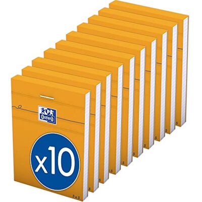 Oxford 10er-Pack note pads Orange A7, kleine Karos, 5 mm, 80 Blatt, geheftet, Deckblatt beschichtet orange Oxford 10er-Pack note pads Orange A7, kleine Karos, 5 mm, 80 Blatt, geheftet, Deckblatt beschichtet orange