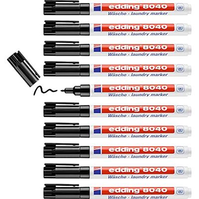 edding 8040 Wäschemarker schwarz 10 Stück Rundspitze 1 mm Textilstift waschmaschinenfest (95° C) zur Beschriftung von Kleidung Textilmarker edding 8040 Wäschemarker schwarz 10 Stück Rundspitze 1 mm Textilstift waschmaschinenfest (95° C) zur Beschriftung von Kleidung Textilmarker