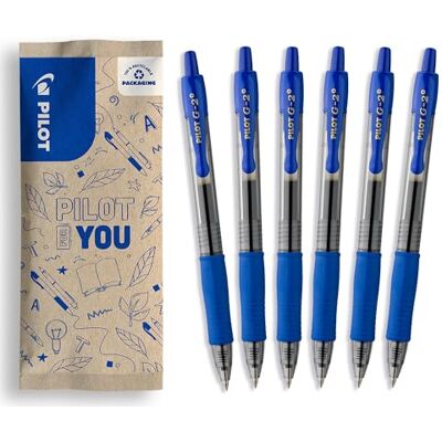 PILOT 6er-Set G2 Plus Tintenroller Einziehbare und Nachfüllbare Gel-Tinte Hervorragender Schreibkomfort Blau Mittlere Spitze PILOT 6er-Set G2 Plus Tintenroller Einziehbare und Nachfüllbare Gel-Tinte Hervorragender Schreibkomfort Blau Mittlere Spitze