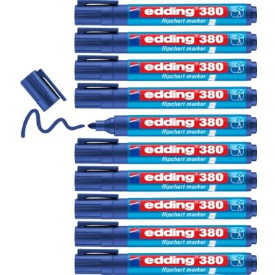 edding 380 Flipchart-Marker blau 10 Stifte Rundspitze 1,5-3 mm Stift zum Schreiben, Zeichnen und Markieren auf Flipcharts Tinte schlägt nicht durch Papier trocknet nicht aus farbintensiv edding 380 Flipchart-Marker blau 10 Stifte Rundspitze 1,5-3 mm Stift zum Schreiben, Zeichnen und Markieren auf Flipcharts Tinte schlägt nicht durch Papier trocknet nicht aus farbintensiv