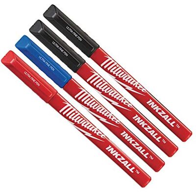 Milwaukee INKZALL™ Stift mit ultrafeiner Spitze, farblich sortiert, 4 Stück, Rot Milwaukee INKZALL™ Stift mit ultrafeiner Spitze, farblich sortiert, 4 Stück, Rot